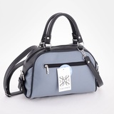 Сумка Саломея 257 гладкий серо-голубой + черный