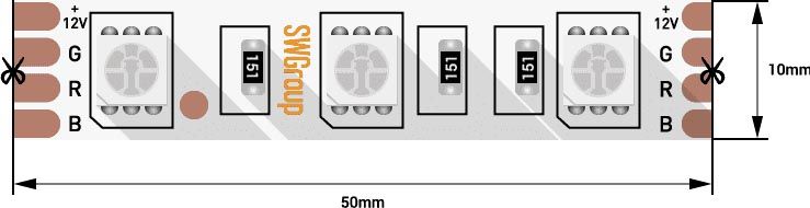 Светодиодная лента SWG 14,4W/m 60LED/m 5050SMD разноцветный 5M 007268
