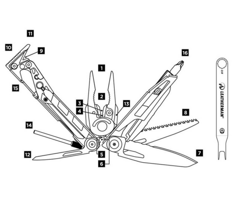 Мультитул Leatherman MUT 127 mm, 16 функций, чёрный (850012N)