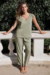 Пижама женская со штанами ARUELLE ODELIA | Оливковый