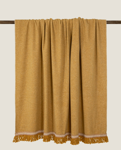Плед 160х200 Frati Home Soft Bamboo Zafferano желтый с тесьмой Rousseau