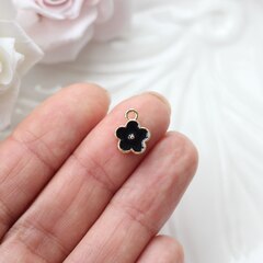 Подвеска Цветок с эмалью 11*9 мм, чёрная, позолота, П1044