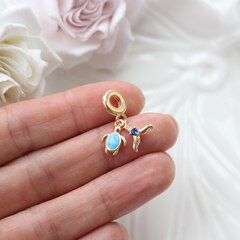 Подвеска Черепаха и хвост кита с эмалью, позолота, П533