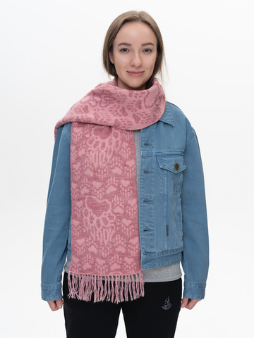 Шарф «Медвежий След» розового цвета (С бахромой)