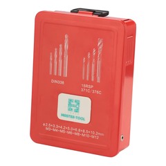 Набор метчиков машинных M3 -M12 HSSE-TiN DIN371/376 (C/2,5P, R15, + сверла) 14пр H-Tools 245053THT