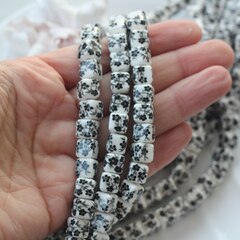 Бусина Кубик, керамика, белая с черной росписью, 8 мм, 1 шт, МК006