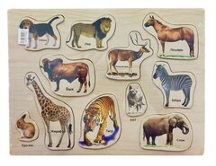 Деревянная Пазл Рамка Животные, 11 эл., размер 38см*29см