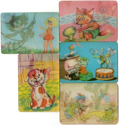 № 54 Набор из 5 стерео Календариков. Мультфильмы СССР 1988, 1990,1992 гг.