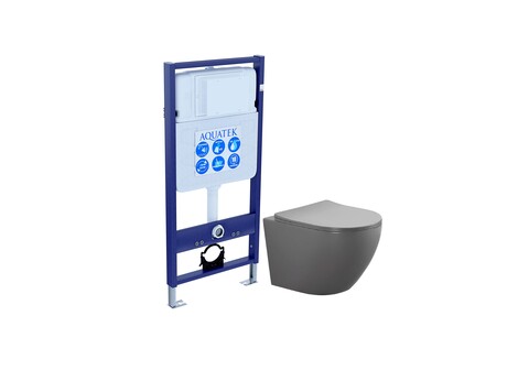 Aquatek SET Aquatek ЕВРОПА-MG SET Aquatek ЕВРОПА-MG (рама Aquatek Standard INS-0000012(без клавиши и крепежа)+унитаз ЕВРОПА AQ1901-MG с тонким сиденьем soft-close)