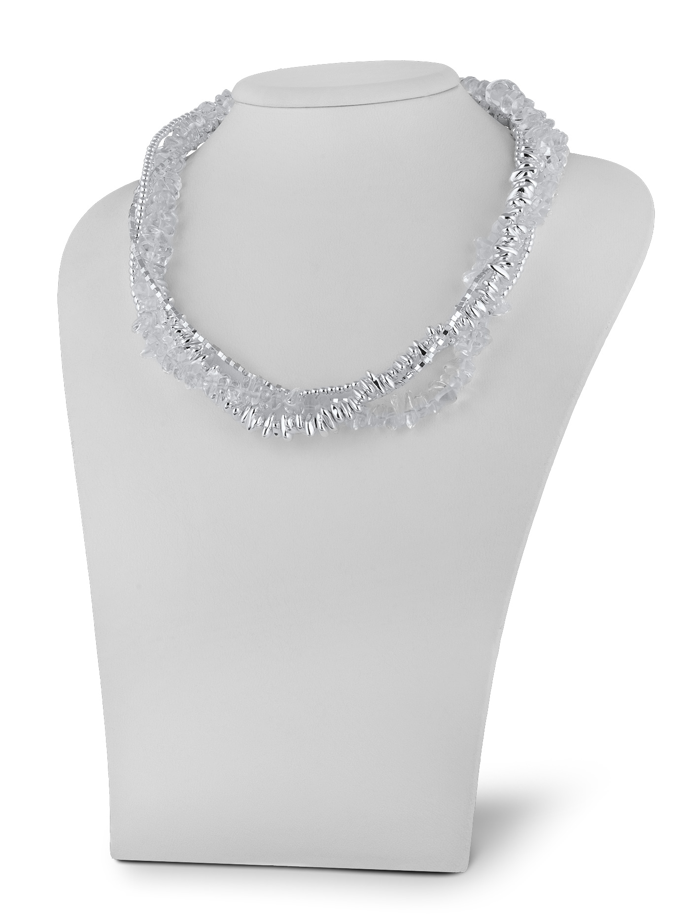 Колье с горным хрусталем и гематитом