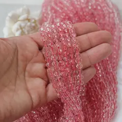 Бусины стеклянные прозрачно-розовые 