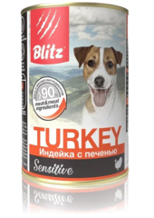 Консервы для собак Blitz Sensitive Dog Turkey & Liver (Pate) Индейка с Печенью консервы для собак 24 шт по 400 г