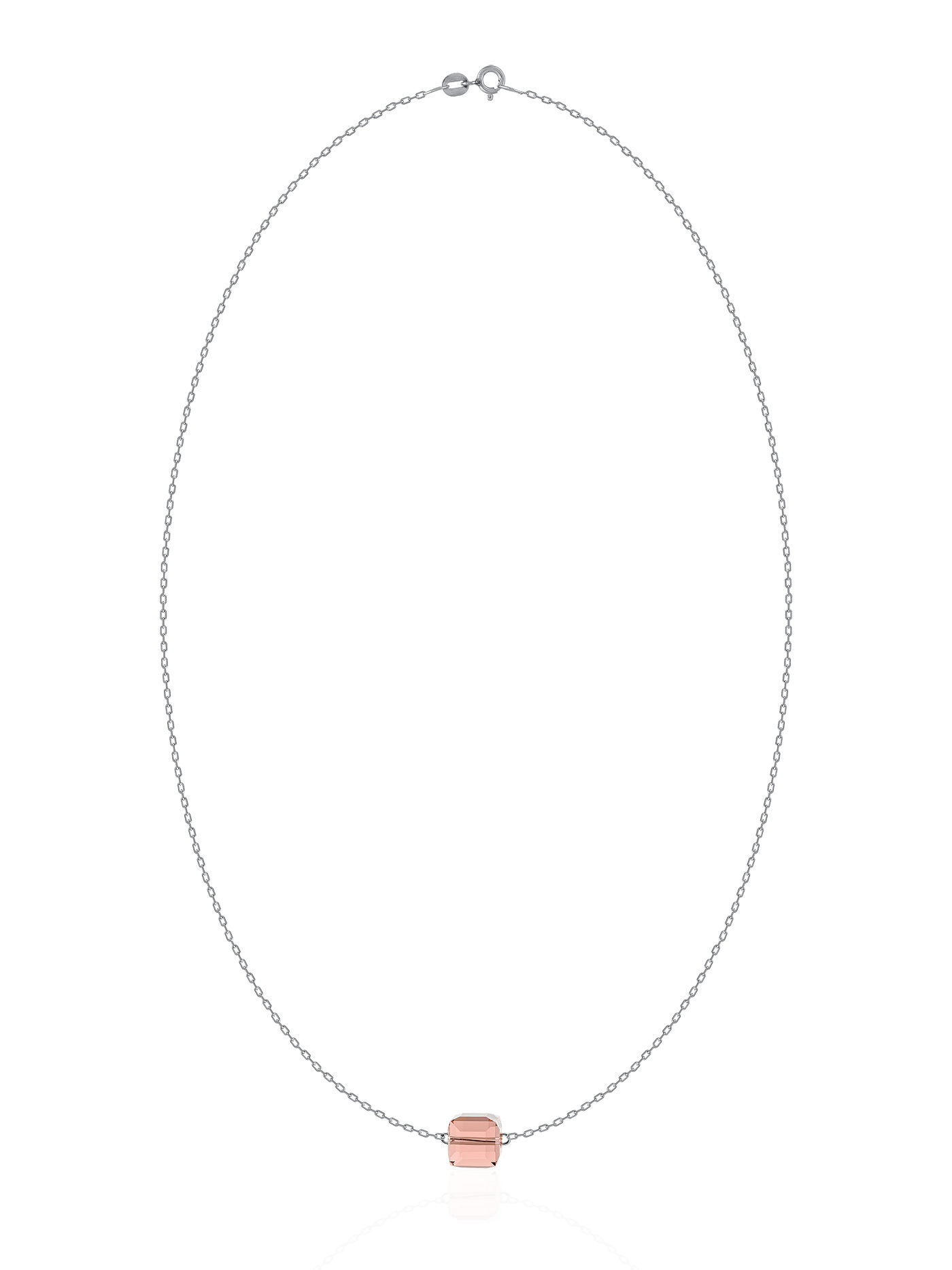 Серебряный чокер на шею с розовым кристаллом Swarovski