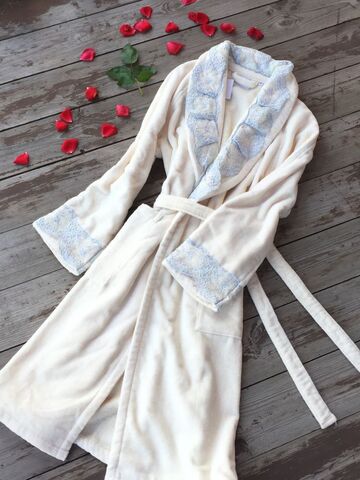 Халат Sandri Lace-1 бежевый-голубой