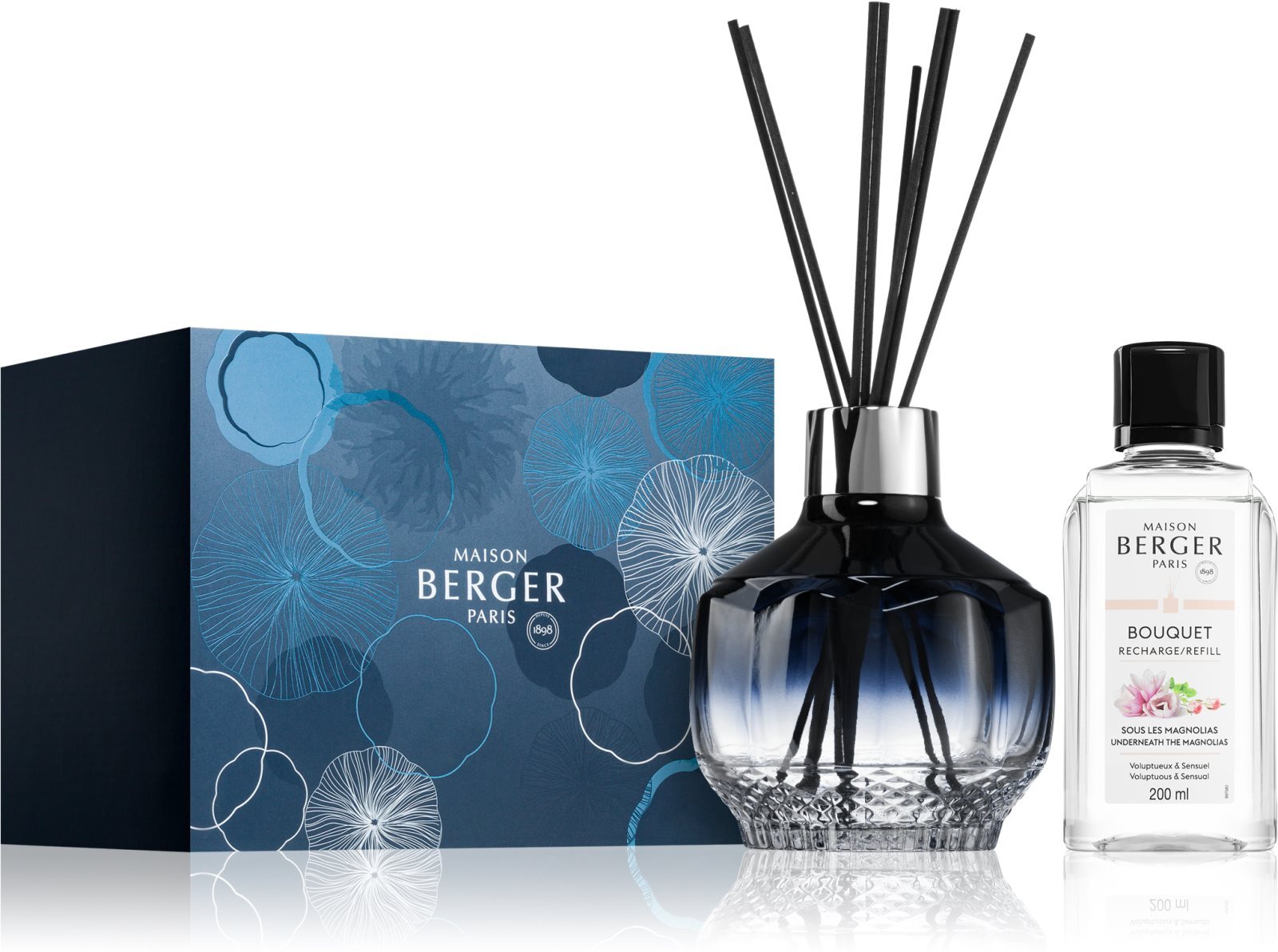 Maison Berger Paris Molecule Fragrance Blue ароматический диффузор 1 шт. +  Underneath the Magnolias наполнитель для диффузоров 200 мл Molécule  Midnight Blue купить в Москве | Доставка по России.