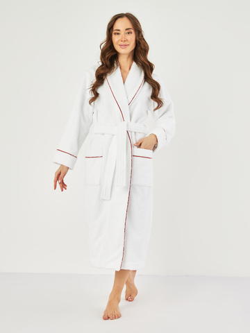 Халат Claire Batiste Atelier Шаль белый с красным кантом