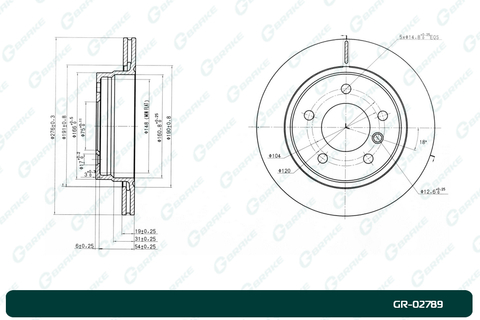 Диск тормозной G-brake  GR-02789