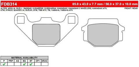 FDB314SG Тормозные колодки дисковые MOTO, блистер 2 шт