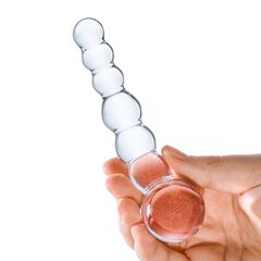 Изогнутный прозрачный стимулятор Beaded Dildo - 13 см. - 