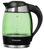 Чайник электрический Starwind SKG2213 1.8л. 2200Вт зеленый/черный корпус: стекло/пластик