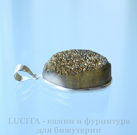 Подвеска Кварц в рамке (цвет - античное серебро) 30,3х22,3х13,2 мм №16