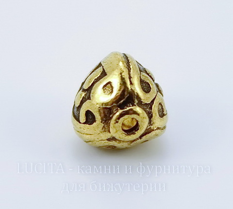Бусина металлическая "Фонарик" 9х9 мм (цвет - античное золото)