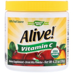 Nature's Way, Alive !, Fruit Source, витамин С, порошок для приготовления напитка, 4,23 унции (120 г)