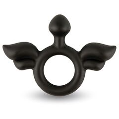 Черное эрекционное кольцо с крыльями Rooster Jeliel Angel - 