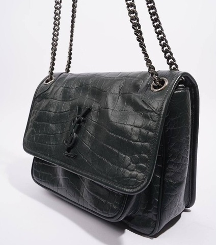 Кожаная сумка через плечо Saint Laurent Niki embossed с крокодиловым тиснением