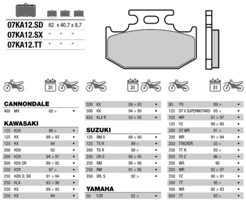 07KA12TT колодки тормозные МОТО(FDB659)