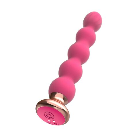 Розовый вибратор-ёлочка Mini Vibrator с пультом ДУ - 19 см. - I-MOON MY-802