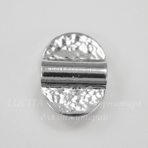 Бусина TierraCast "Hammered double" 17х10 мм (цвет-платина)