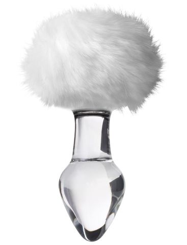 Стеклянная анальная втулка с белым хвостиком - 14 см. - Sexus Sexus Glass 912227