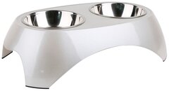 SuperDesign миска на меламиновой подставке двойная Металлик белая 2х350 мл