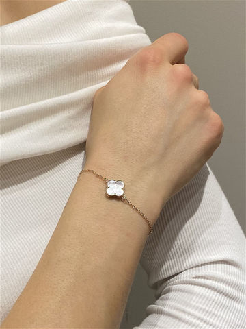 9713610- Браслет Trendy Gold из золота с перламутром (клевер -1 мотив)