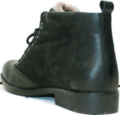 Хорошие зимние ботинки мужские с мехом Luciano Bellini 6057-58K Black Leathers & Nubuk.