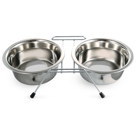 Triol Миска металлическая на подставке, 2*0,40л