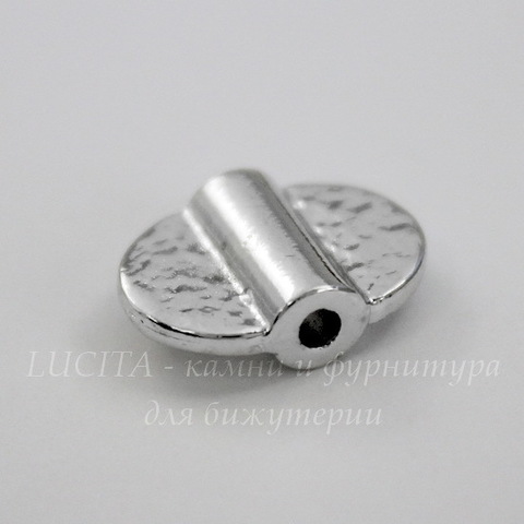 Бусина TierraCast "Hammered double" 17х10 мм (цвет-платина)
