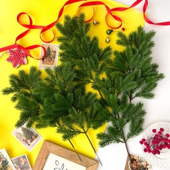 Еловая ветка искусственная, реалистичная, цвет темно-зеленый, 37-39 лапок, декор зимний, рождественский, ветка 41 см, набор 5 веток.