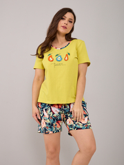 Пижама с шортами КНк-100П/желтый-груши