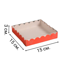 Коробочка для печенья 15х15х3 см красная