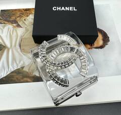 Браслет манжета пластиковый CHANEL с логотипом прозрачный