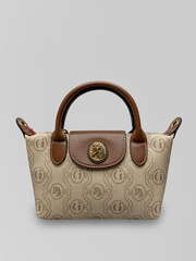 Сумка M5005-2 комбинированная с коричневыми ручками и ремешком в комплекте