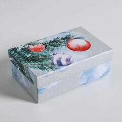 Коробка одиночная, Прямоугольник, «С новым годом», 22*14*8,5 см, 1 шт.