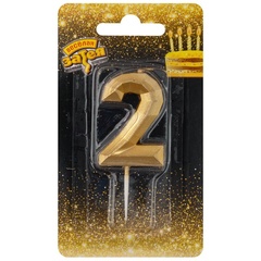 Свеча-цифра Диамант Золото 