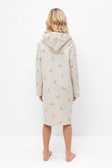 халат  для девочки  К 5764-1/бежевый,кролики и цветы