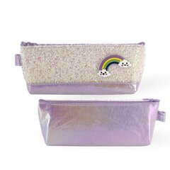 Пенал - косметичка Alingar, ПВХ-голографика, молния, 90 х 220 мм, "Rainbow", светло-сереневый (радуга)