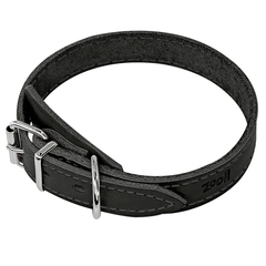 ZooOne ошейник из натуральной кожи для собак 25 мм*30-40 см, пряжка ролик , НИКЕЛЬ черный
