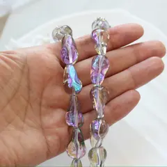 Бусины стеклянные, дымчато-серый с переливами, фриформ 22*13 мм, 1 бусина, МК047