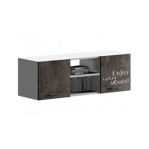 Вега NEW Позитив Антресоль (Бетон темный, белый)